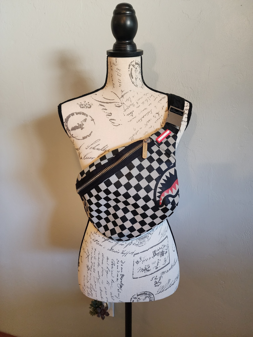 Sprayground Limited Edition Black & Gray Checkered Sling/Belt Bag